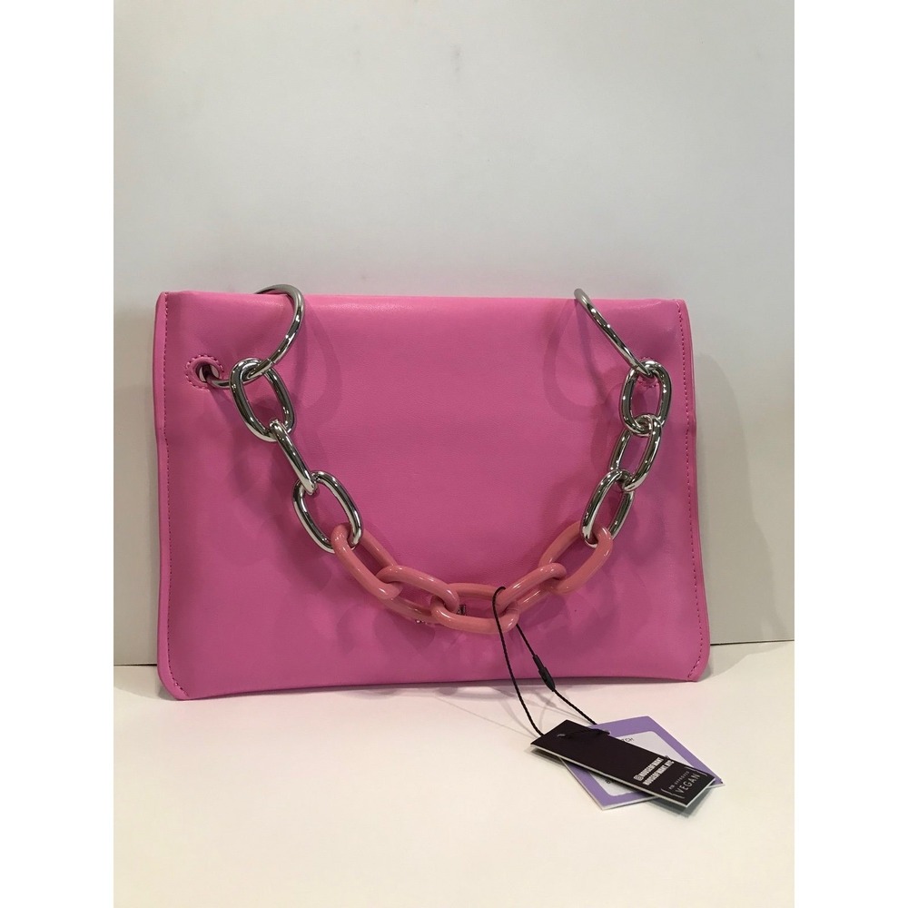 Clutch handbag taffy pink vegan chain handle chic‎ MSRP $98